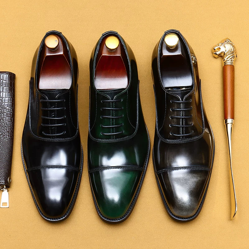 Men's Genuine Leather Oxford Shoes, Patent Leather, Pointed Toe