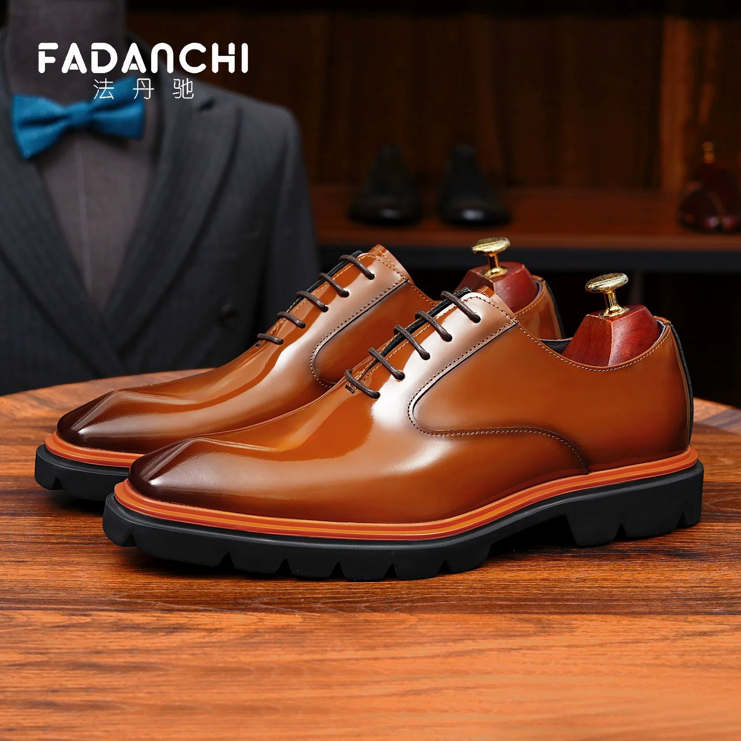 Men's Genuine Leather Oxford Shoes, Glossy, Business