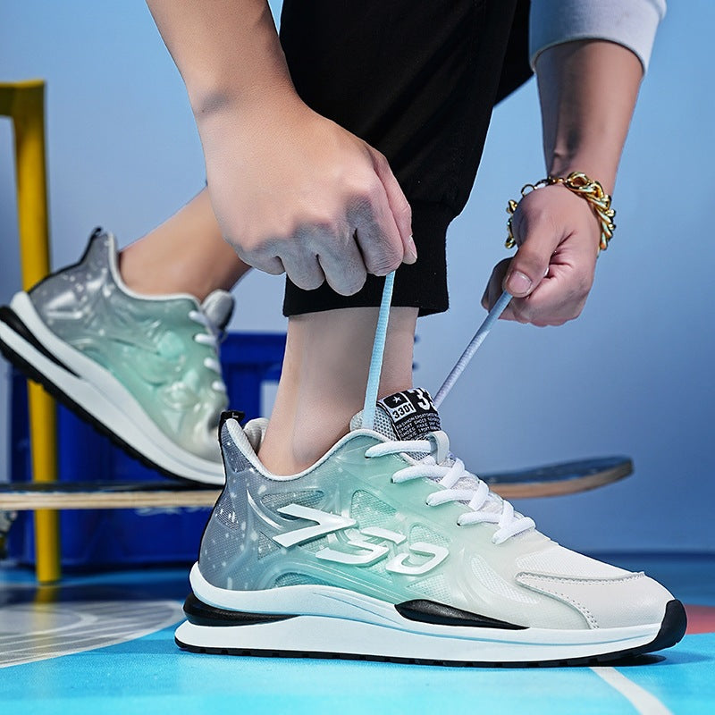 2025 new men's athletic casual shoes - 6cm hidden heel, outdoor sneakers, men's gradient color trendy small size shoes 4
