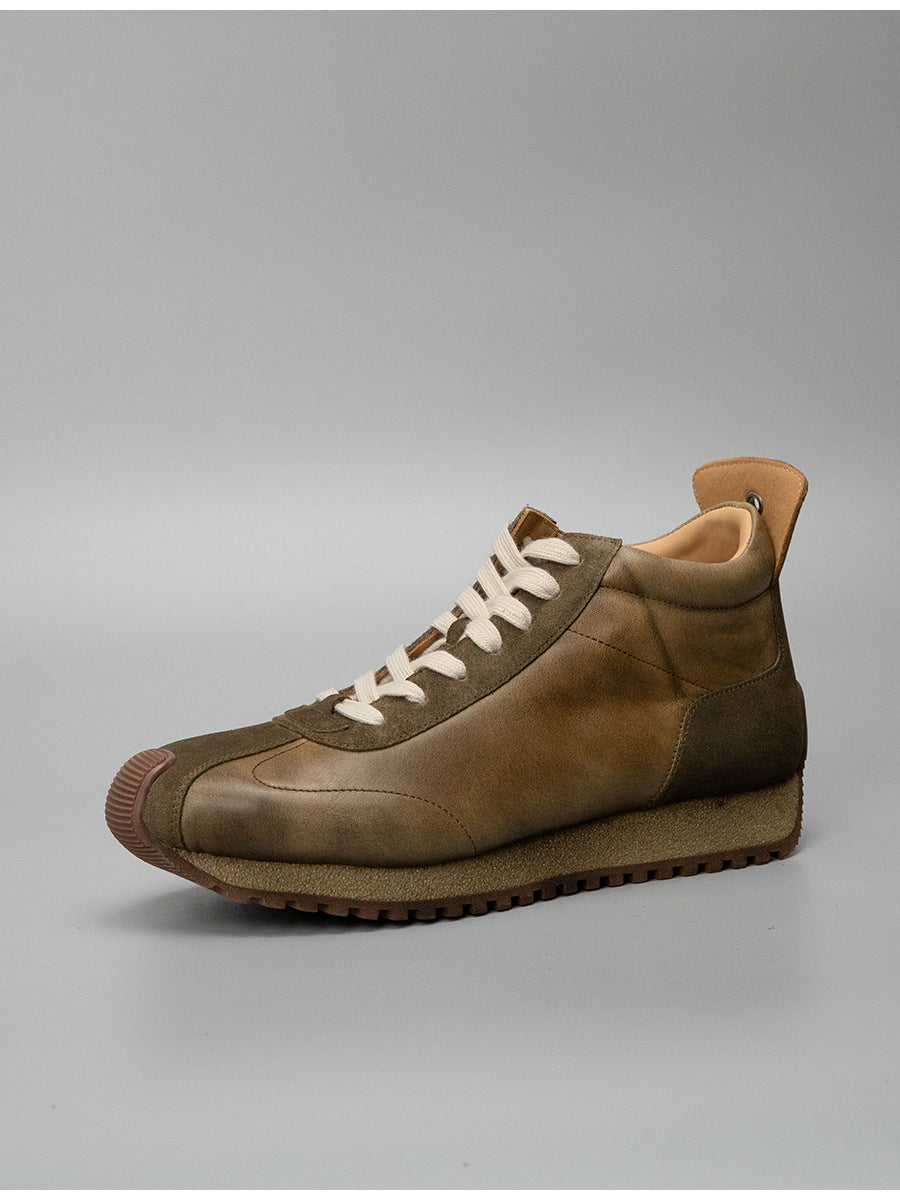 Sitao european station 2026 new arrivalretrocasual style easiest for matchtrendy shoesmen cowhide casual mid-top forrest gump shoes