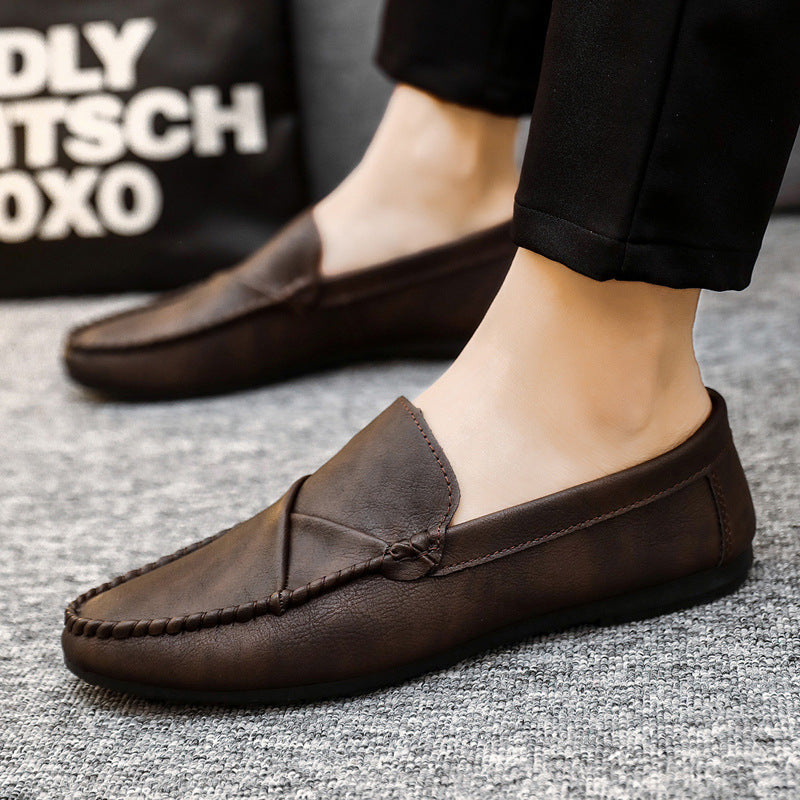 British style work soft sole waterproof casual brown lightweight anti-slip men's loafers business sh 4