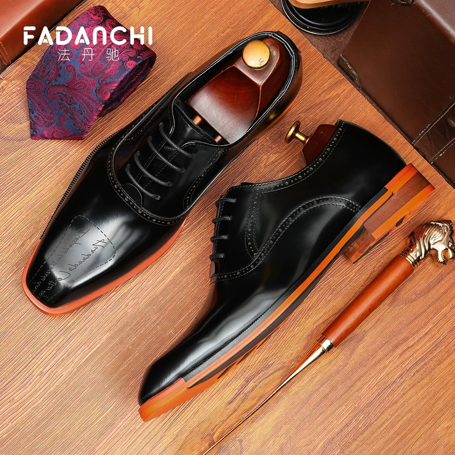 Men's Genuine Leather Oxford Shoes, Glossy, Business