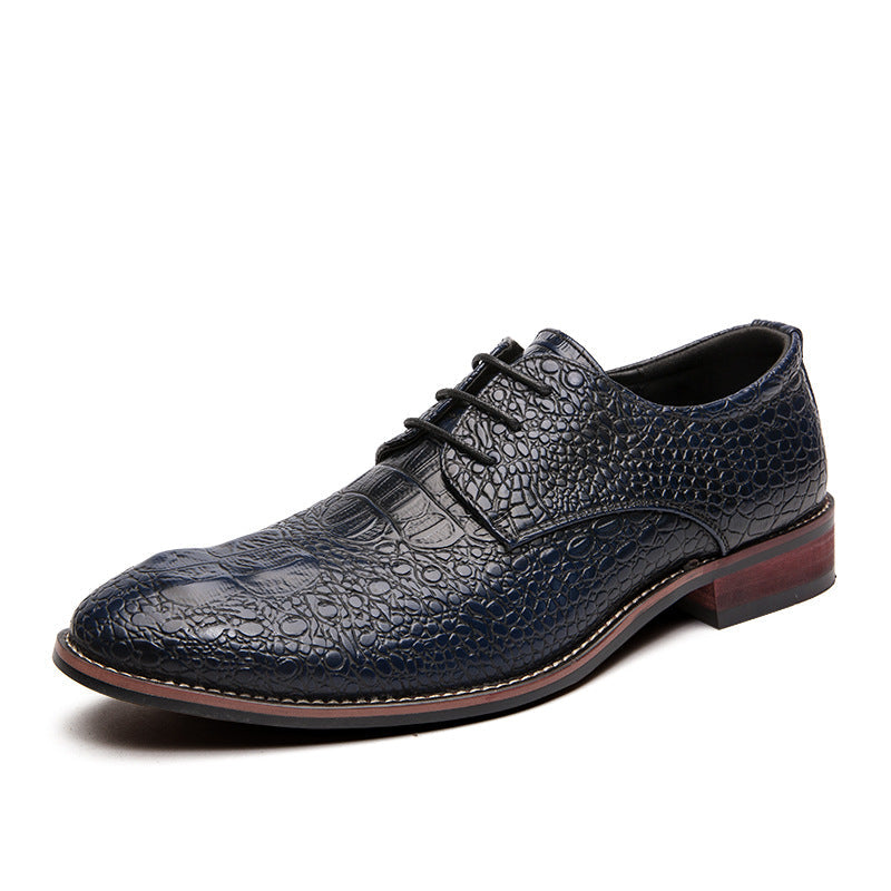 Men's Black Leather Formal Shoes – Crocodile Pattern, Crocodile Pattern – Style 34