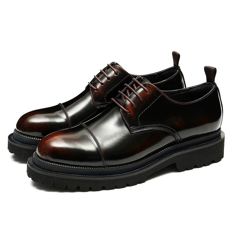 Men's Genuine Leather Leather Shoes, Height Increasing, Thick Sole