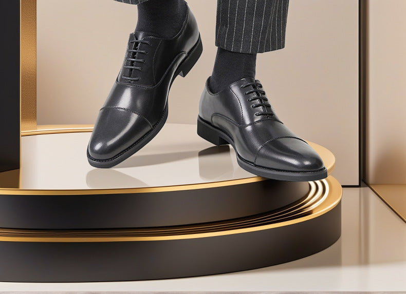 Cross-border 2026 spring/autumn three-panel leather dress shoes for men - anti-slip, business formal