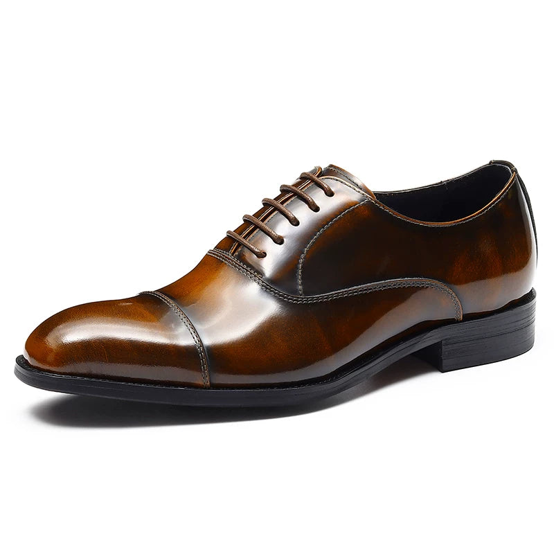 Men's Genuine Leather Oxford Shoes, Patent Leather, Pointed Toe