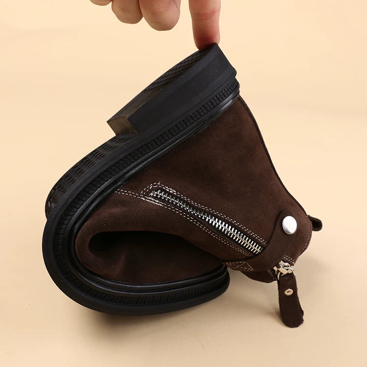 Men's Genuine Leather Martin Boots, Height Increasing, Pointed Toe