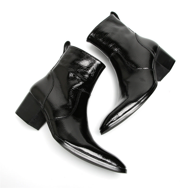 Black high top British autumn and winter men's Martin boots Chelsea boots men's cowhide men's retro men's shoes short boots trendy