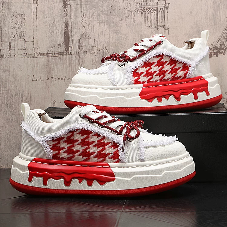 Men's 2026 New Height-Increasing Platform Breathable Lace-Up Low-Top Skate Shoes