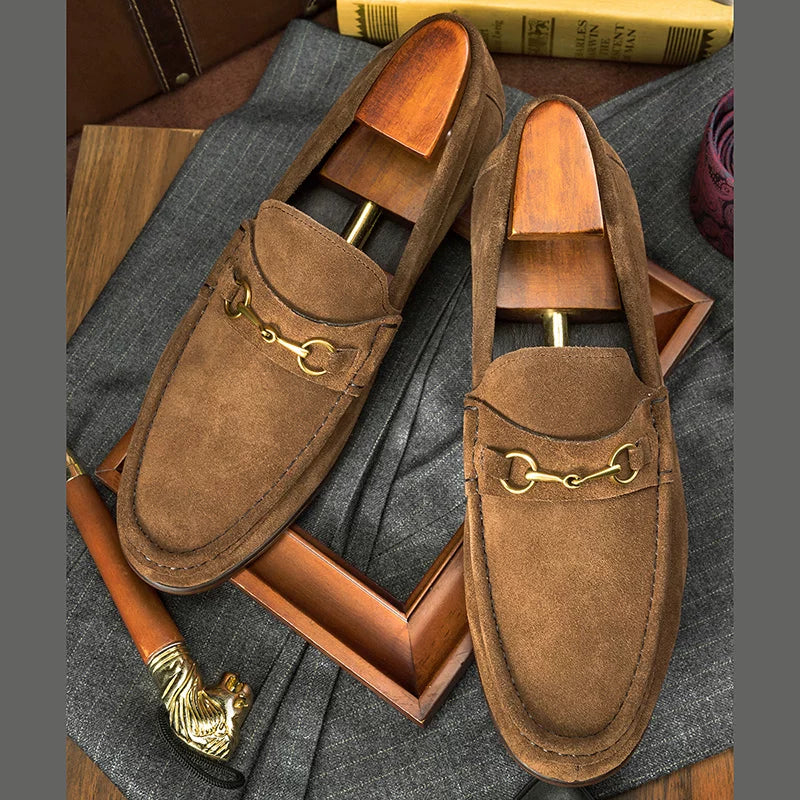 Men's Genuine Leather Loafers, Breathable, Suede