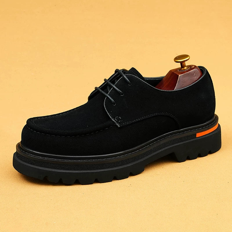 Men's Genuine Leather Derby Shoes, Height Increasing, Thick Sole
