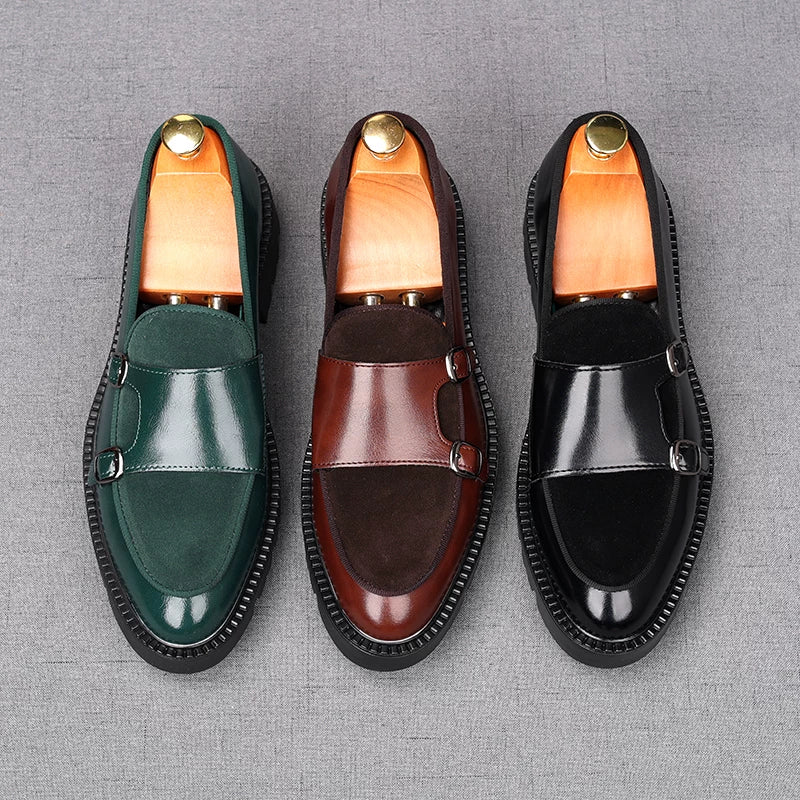 Men's Black Loafers, Height Increasing, Thick Sole