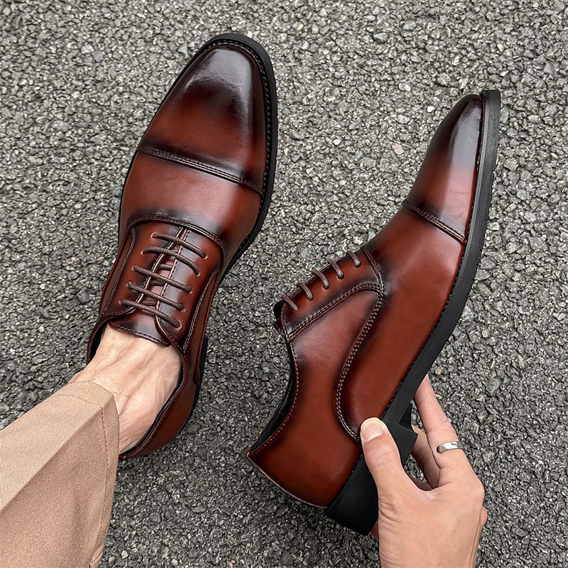 Three-joint men's leather shoes business casual formal men's shoes british suit shoes men's groom we 6