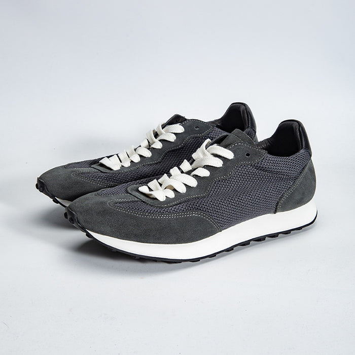 Gray feather argan shoes european station spring and summer new arrival soft breathable leather sports shoes handmade retrocasual board shoes
