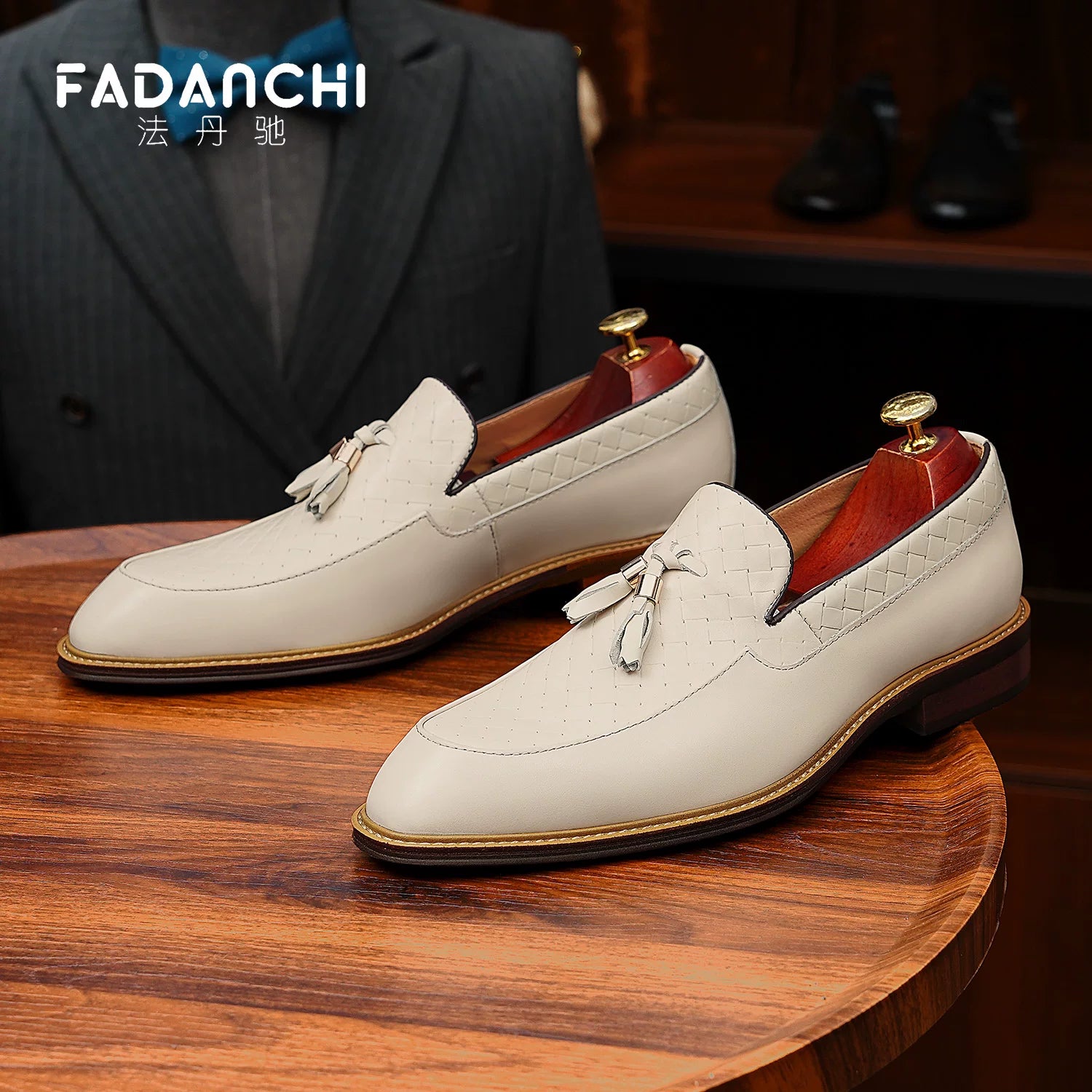 Men's White Genuine Leather Loafers, Breathable, Slip-On