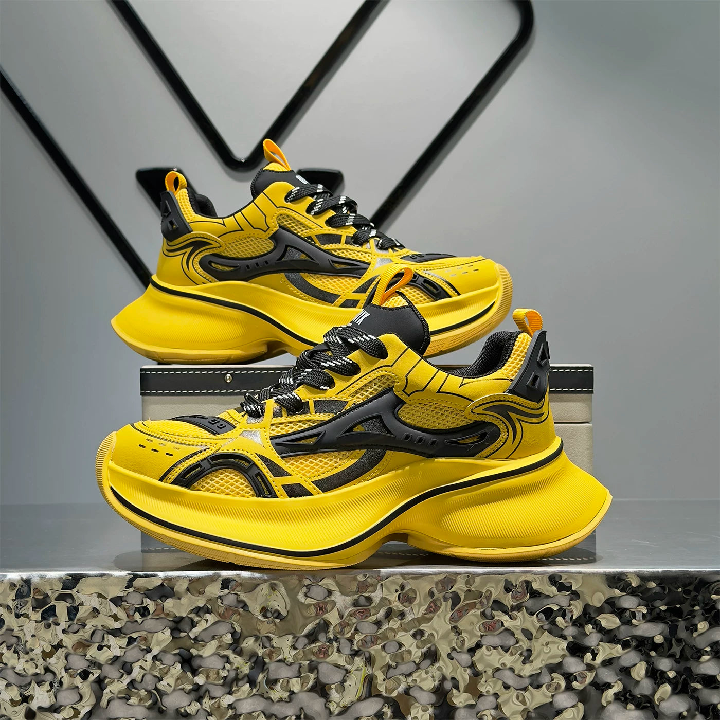 Men's Platform Breathable Mesh Trendy Chunky Dad Sneakers 2026 Summer New