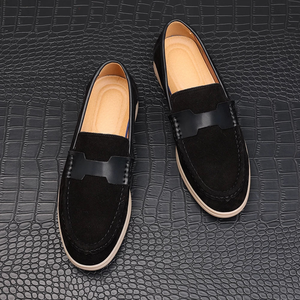 Men's Genuine Leather Loafers, Suede, Slip-On