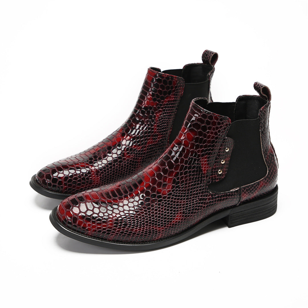 Spring and Autumn new British leather boots men's cowhide business casual high-top leather shoes Korean version pointed short boots men's Martin boots