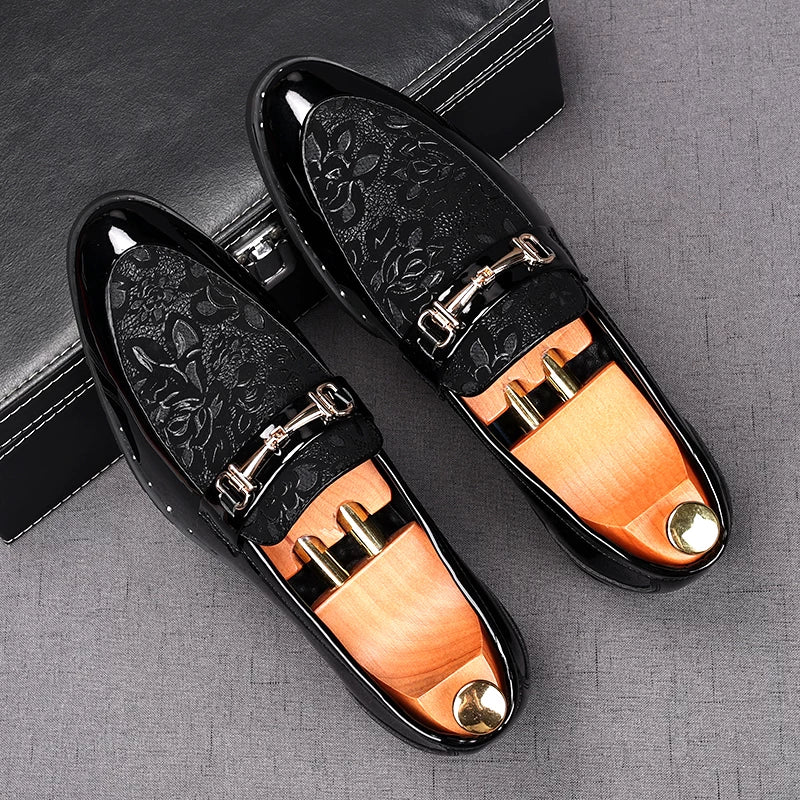 Men's Patent Leather Loafers, Height Increasing, Pointed Toe