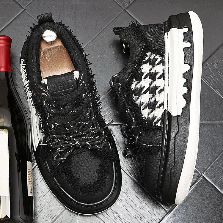 Men's 2026 New Height-Increasing Platform Breathable Lace-Up Low-Top Skate Shoes