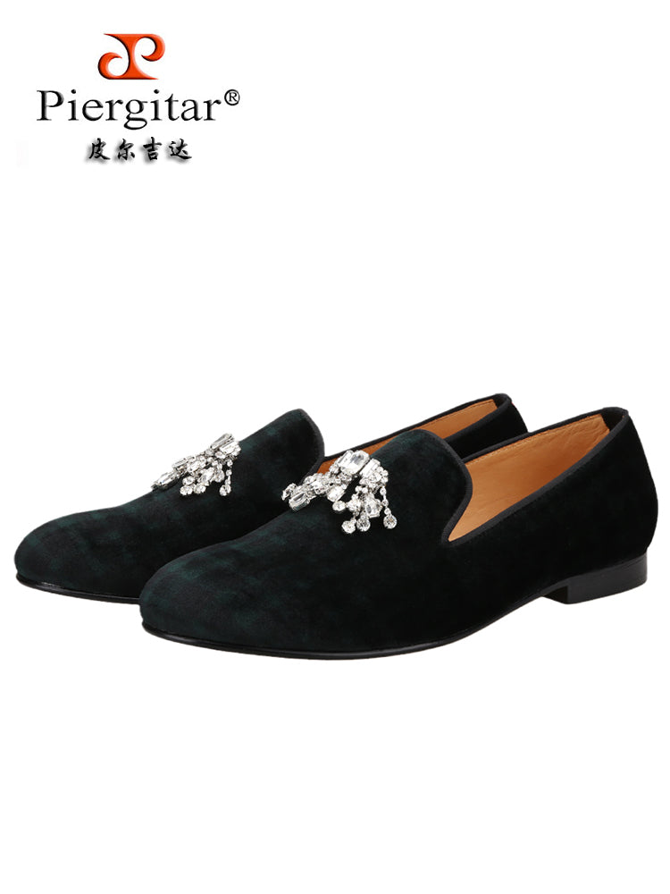 Spring and summer new imported fabric men's velvet slippers British style wedding party slip-on loafers for men