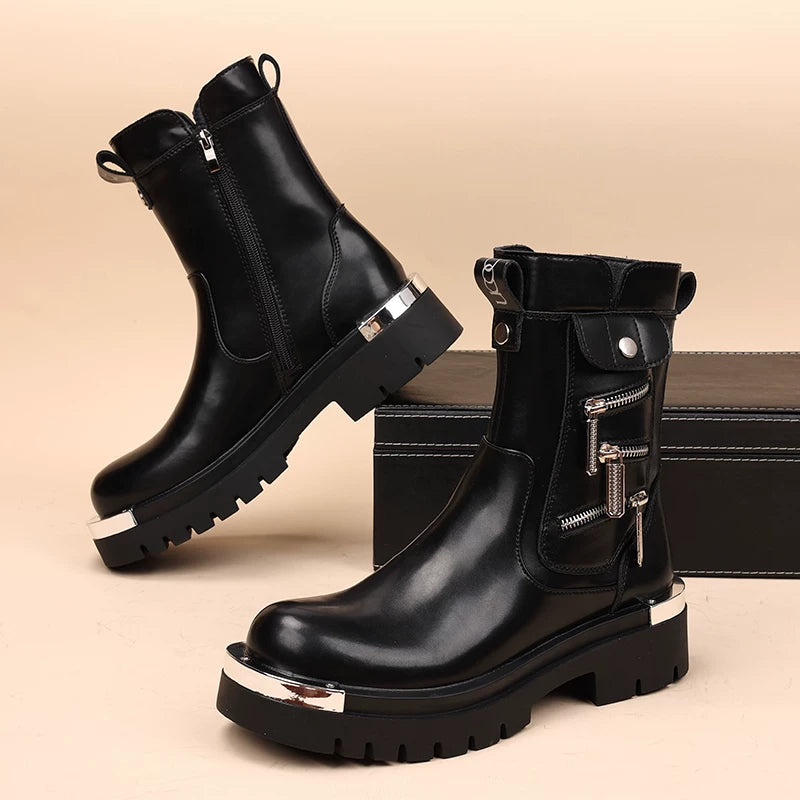Men's Martin Boots, Height Increasing, Thick Sole