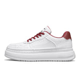 Men's 2026 new winter versatile trendy retro genuine leather white sneakers chunky sole height increasing athletic casual streetwear shoes