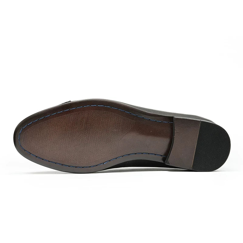Men's Genuine Leather Loafers, Slip-On, Brogue