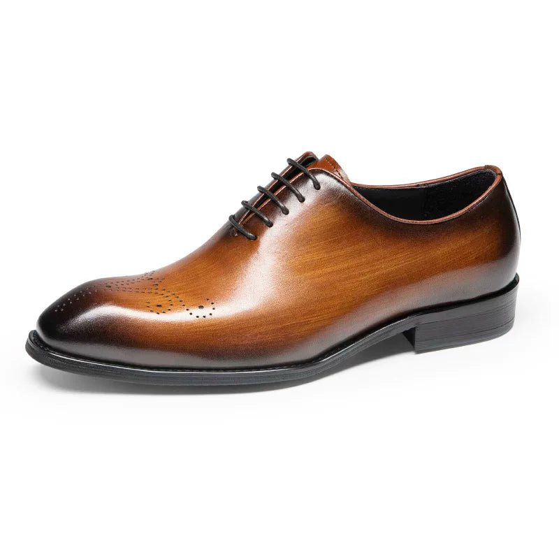 Men's Brown Genuine Leather Leather Shoes, British Style, Business