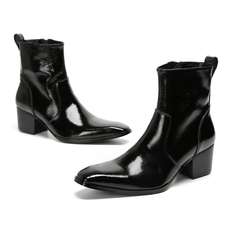 Black high top British autumn and winter men's Martin boots Chelsea boots men's cowhide men's retro men's shoes short boots trendy