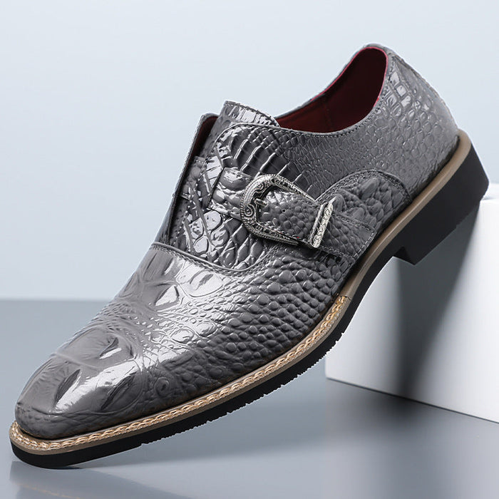 best-selling cross-border crocodile pattern buckle business leather shoes men's large size