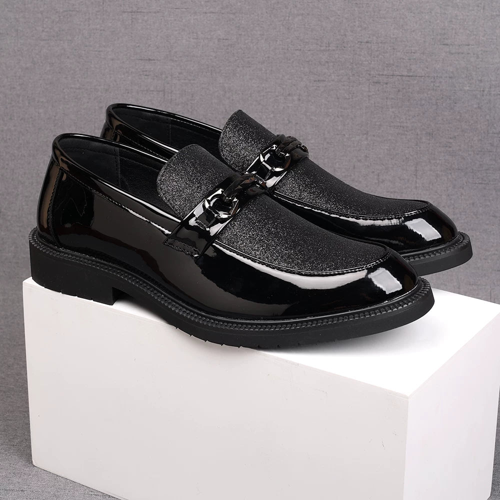 Men's Silver Loafers, Height Increasing, Pointed Toe