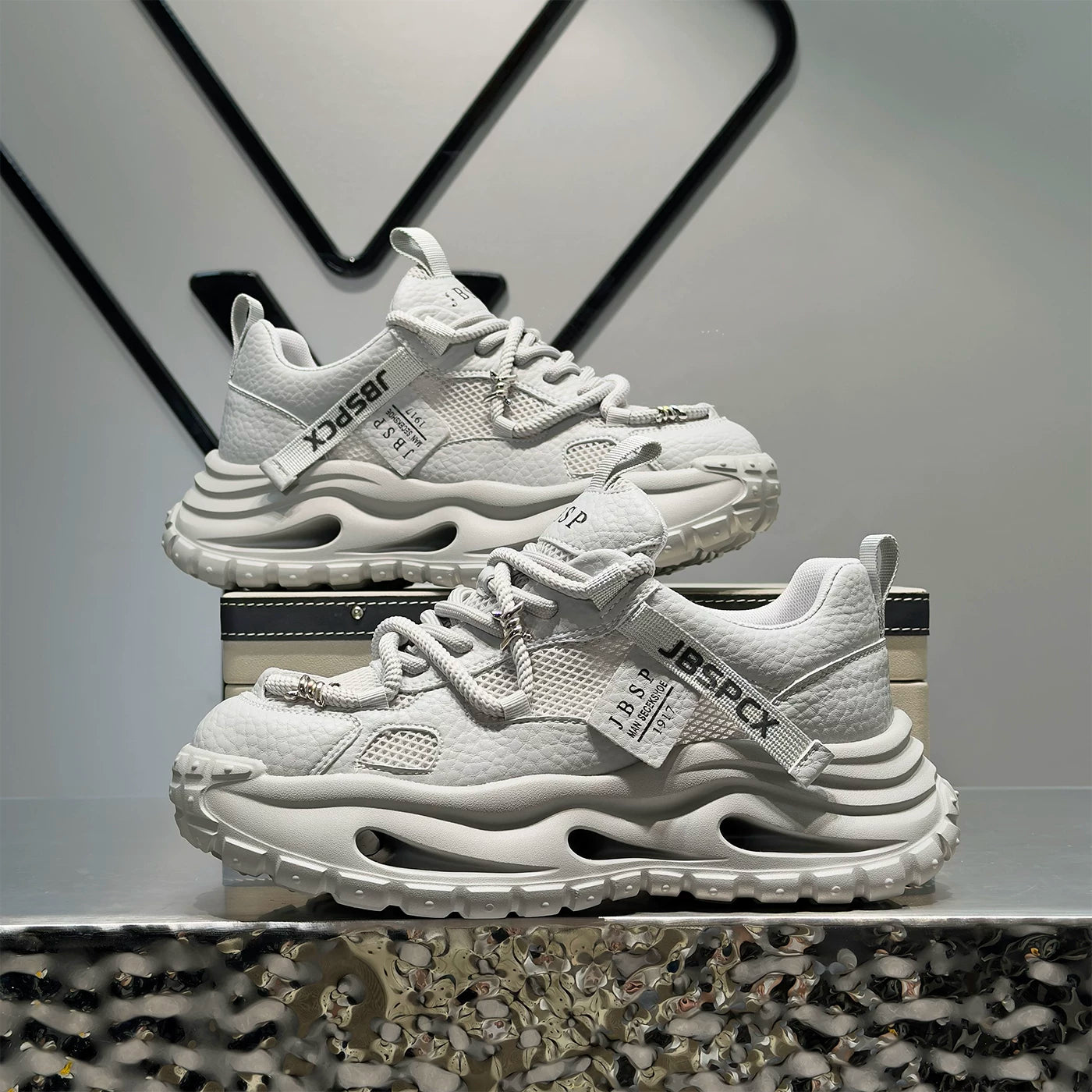 Men's Height-Increasing Platform Breathable Mesh Trendy Chunky Dad Sneakers Summer