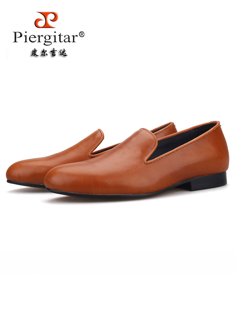 Imported cowhide men's genuine leather loafers British style classic slip-on smoking shoes wedding party new trend matching