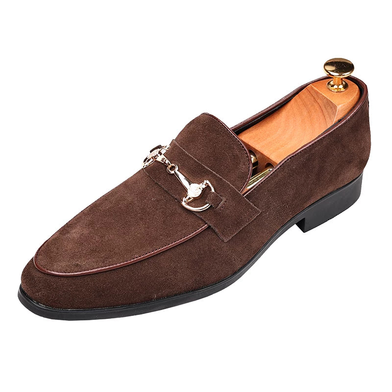 Men's Genuine Leather Loafers, Height Increasing, Suede