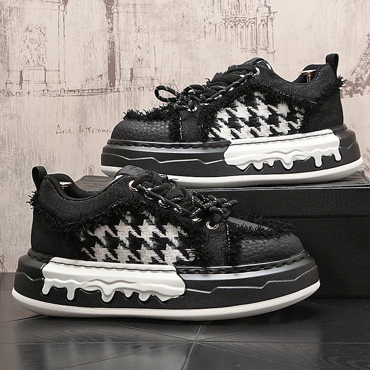 Men's 2026 New Height-Increasing Platform Breathable Lace-Up Low-Top Skate Shoes