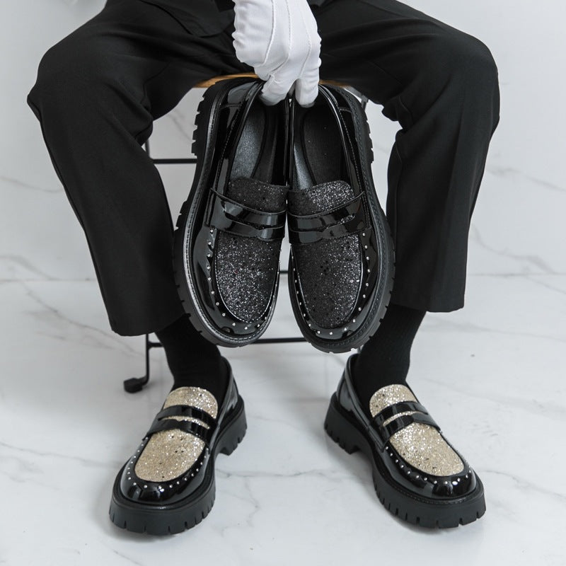 Men's trendy slip-on loafers: chunky sole, height-boosting leather shoes for business, casual, night 1