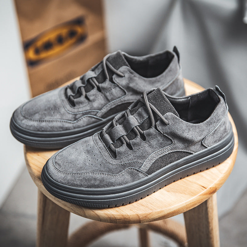 Workwear board shoes for men's fall style, low top, lacing, flat pig skin, interior height, vintage color, casual men's shoes, call agency