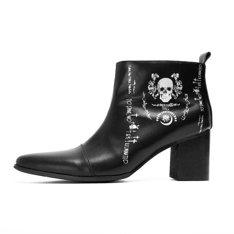 Men's Black Leather Boots, Height Increasing