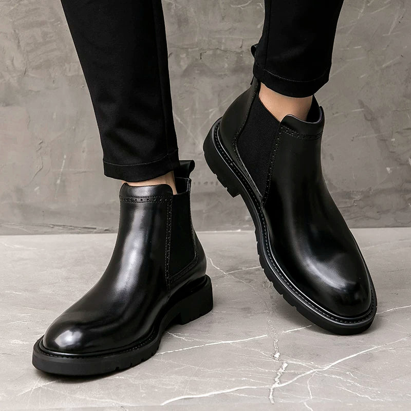 Men's Genuine Leather Chelsea Boots, British Style, Business