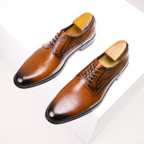 Men's leather dress shoes - genuine leather, british style, smooth upper, formal business derby shoe