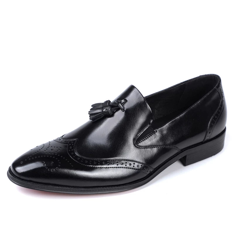 Men's Genuine Leather Loafers, Pointed Toe, Slip-On