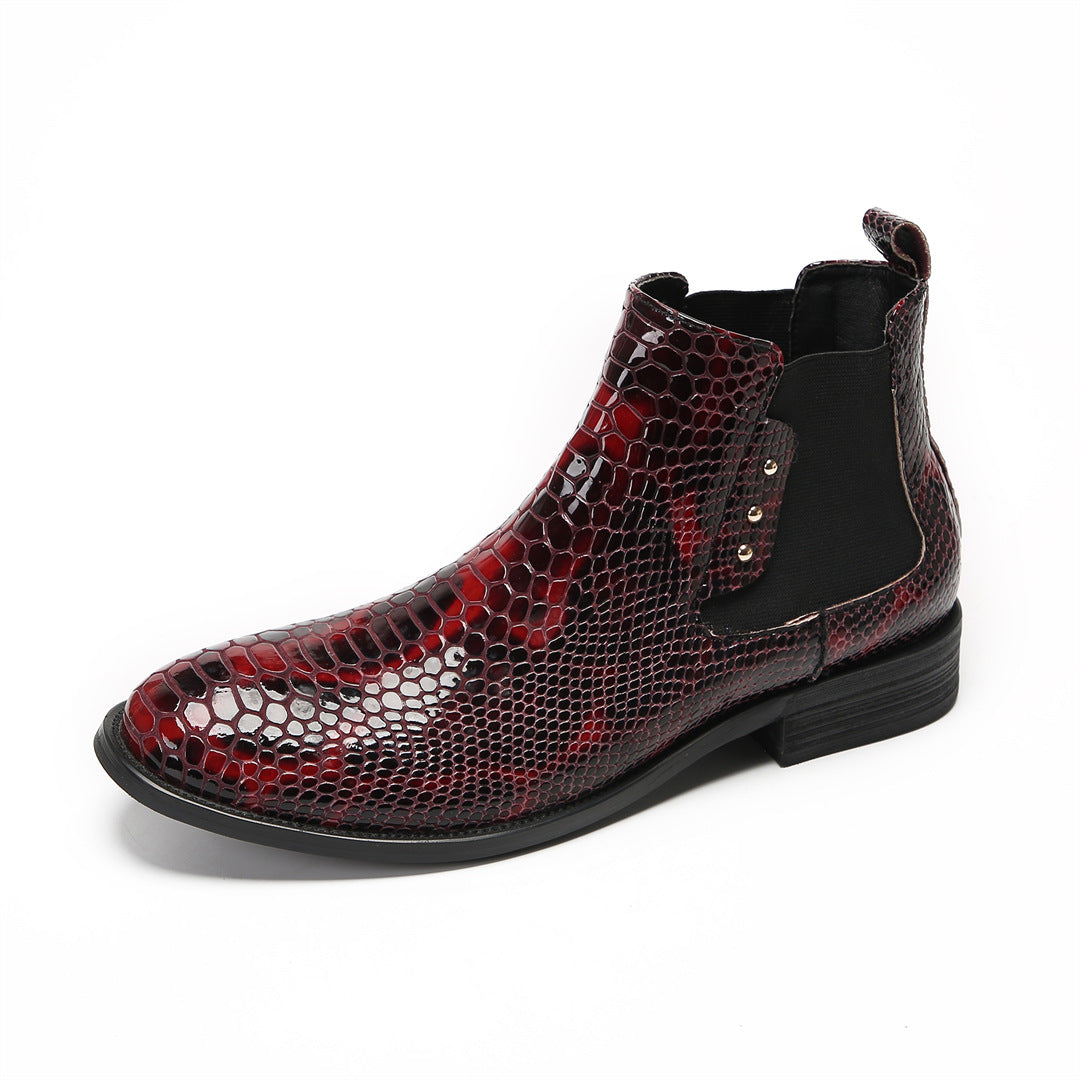Spring and Autumn new British leather boots men's cowhide business casual high-top leather shoes Korean version pointed short boots men's Martin boots