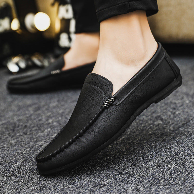 Breathable spirit guy casual Internet celebrity men's business soft leather men's shoes leather surface simple style love bean shoes fashion