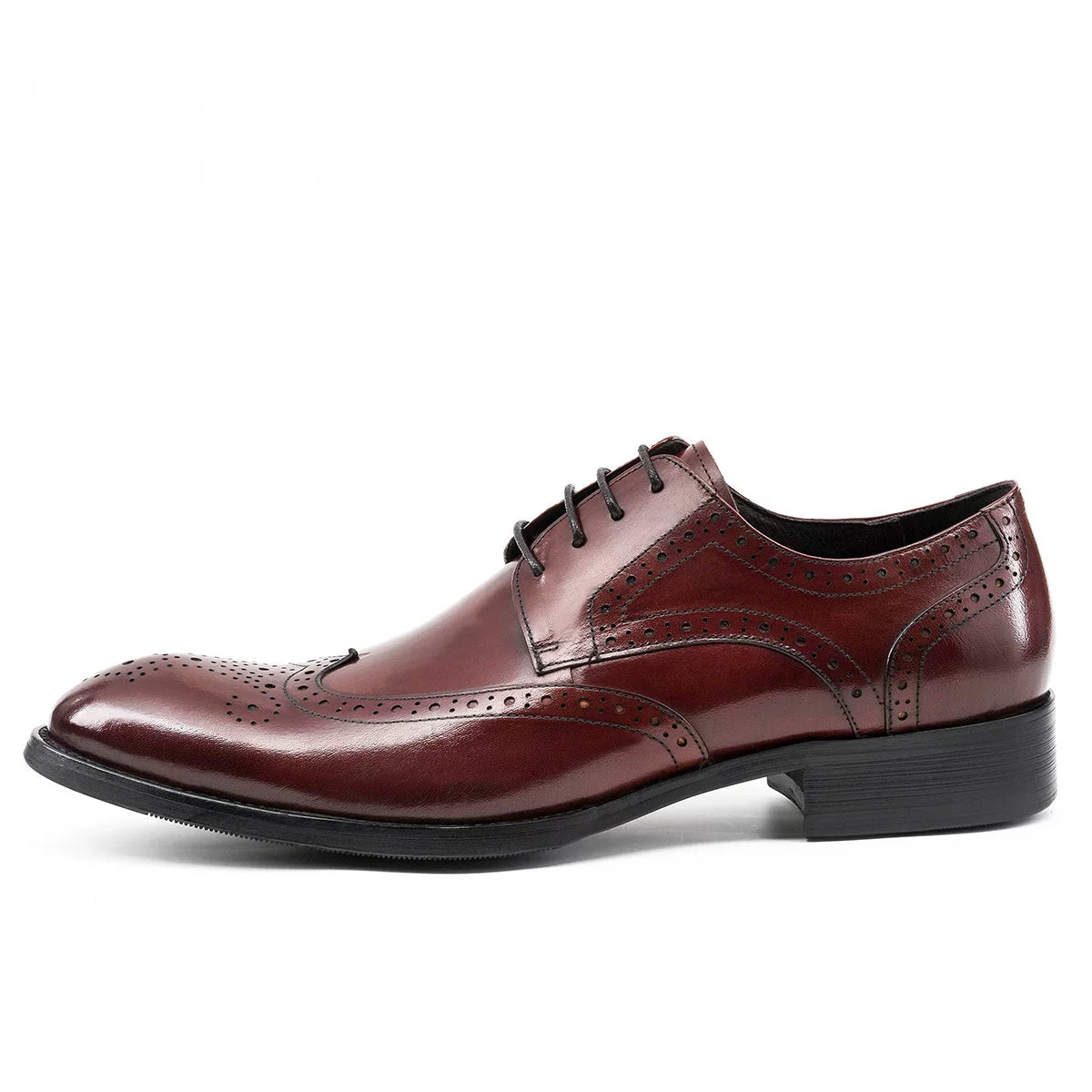 Men's Genuine Leather Derby Shoes, Pointed Toe, Lace-Up