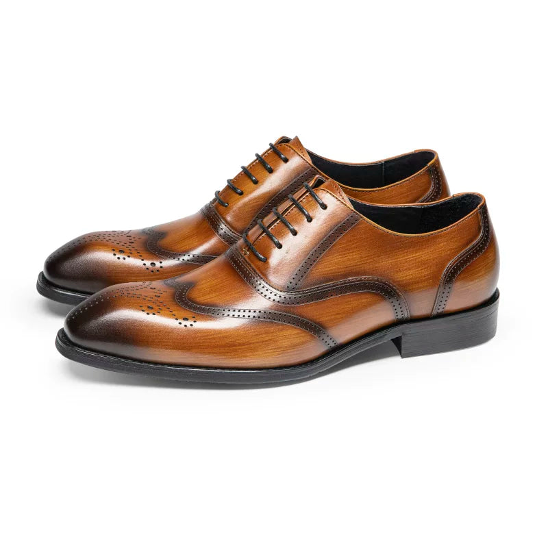 Men's Brown Leather Shoes, British Style, Business