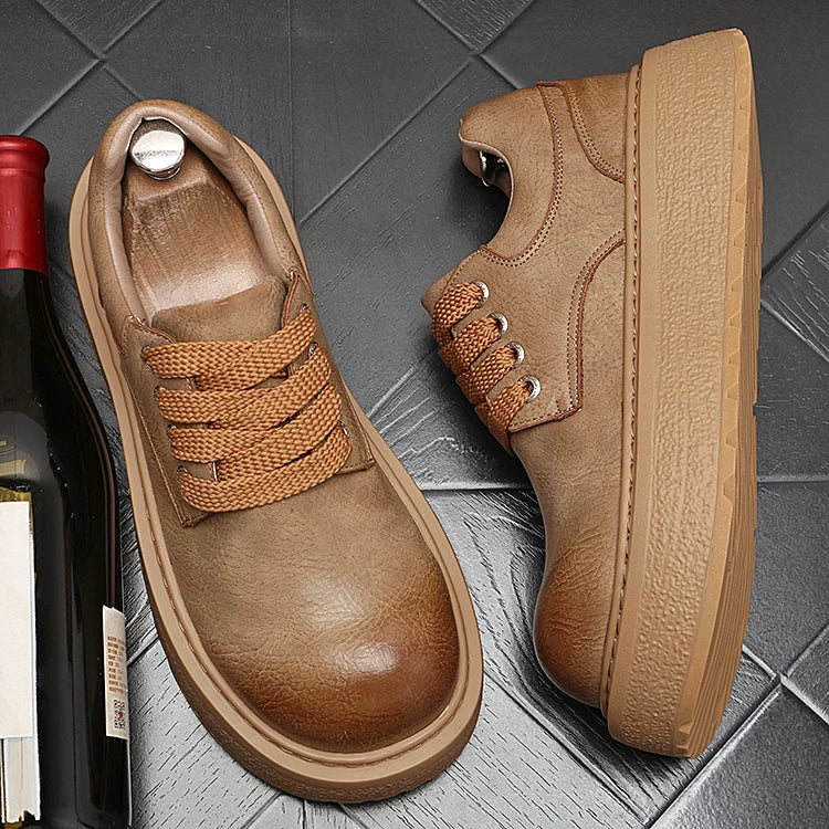 Men's 2026 New Height-Increasing Platform Low-Top Wide-Toe Ankle Boots