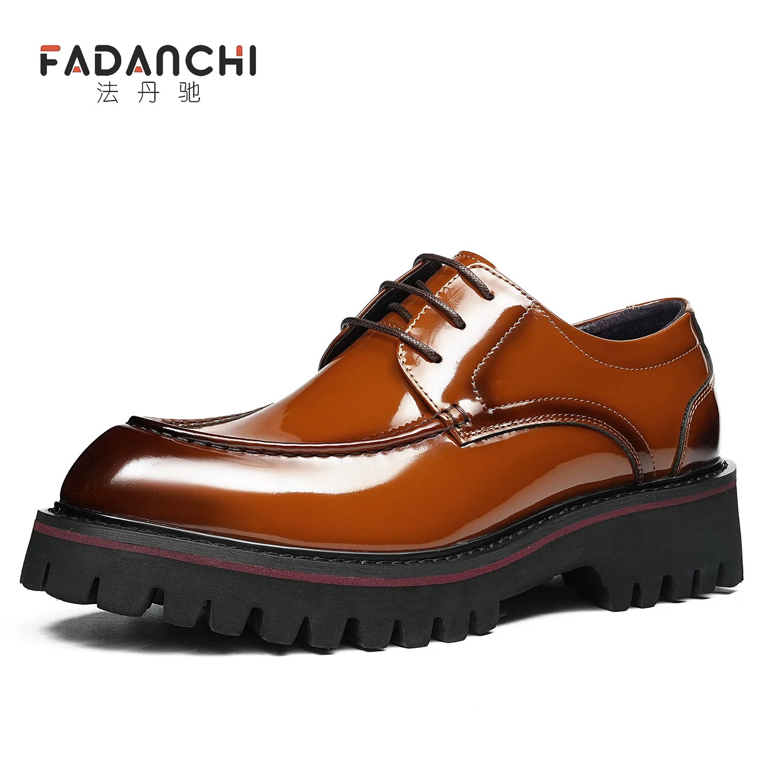 Men's Genuine Leather Derby Shoes, Height Increasing, Thick Sole