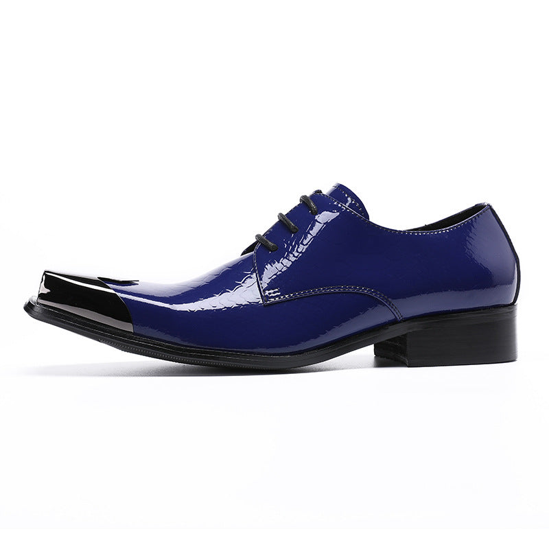 Men's leather shoes square toe British style Oxford Derby shoes casual three-joint business formal wear men's groom's wedding shoes