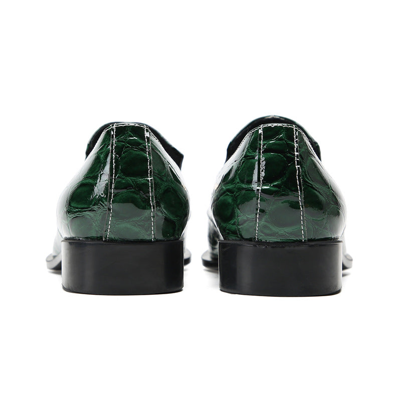 Foreign trade green business formal casual cowhide leather shoes breathable soft sole British wedding shoes personalized trendy shoes